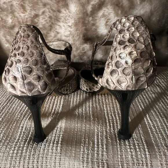 Stuart Weitzman for Mr. Seymor Vintage Snakeskin Strappy Heels - Picture 4 of 11